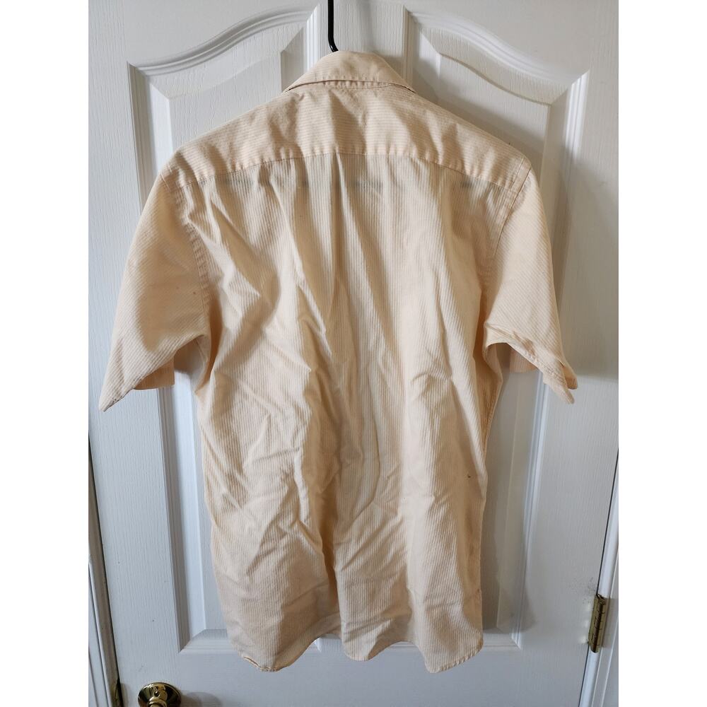 Christian Dior Vintage Short Sleeve Shirt 15 M/L Cream Yellow Pin Stripe Preppy - Picture 2 of 9